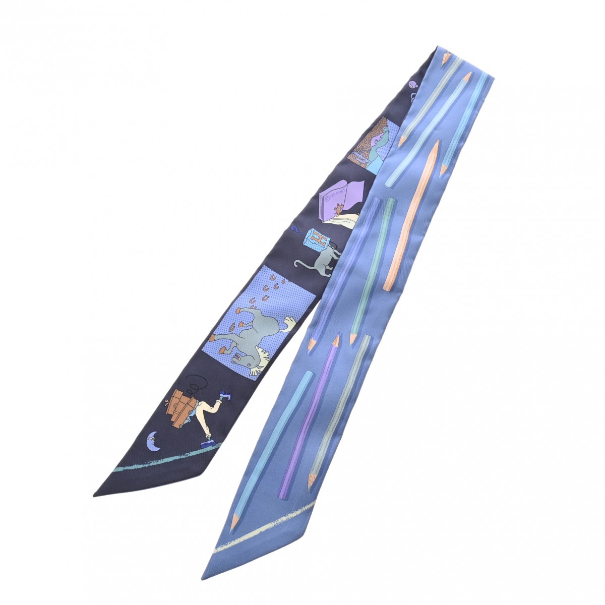 エルメス ツイリー A VOS CRAYONS ブルー/ネイビー/マルチカラー