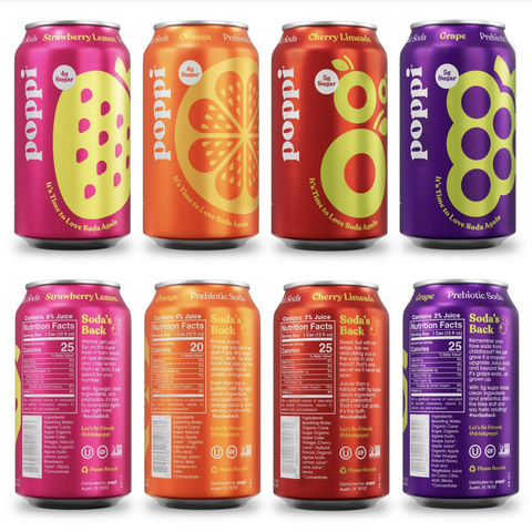 Poppi Prebiotic Soda, Variety Pack, 12 oz, 8 Count – Water Butlers