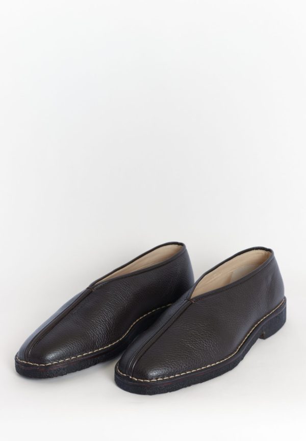 Lemaire Men's Piped Crepe Slippers - Dark Brown - W Department
