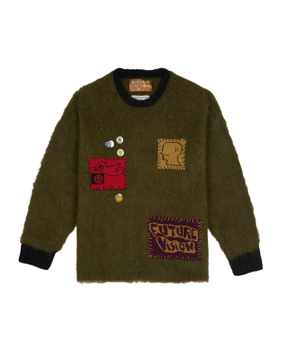 Future Vision Boxy Knit Sweater - Olive – Brain Dead