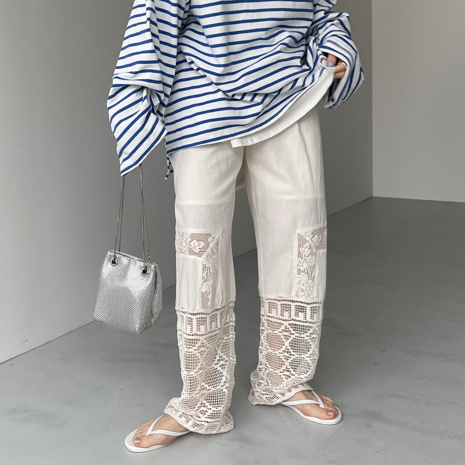 vintage like lace pants / ivory[FREE or LONG] | wee9s | ウィークス