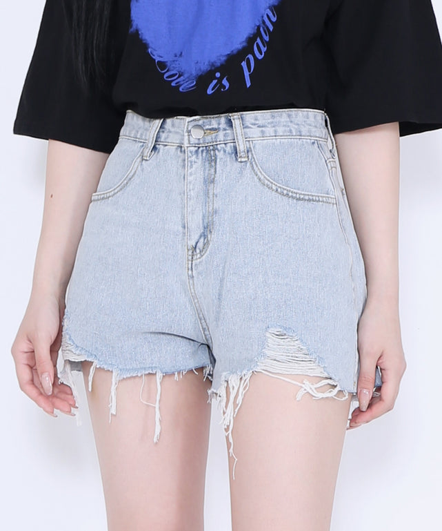 デニムショートパンツ ラメ入り ダメージ加工23インチ あさん専用