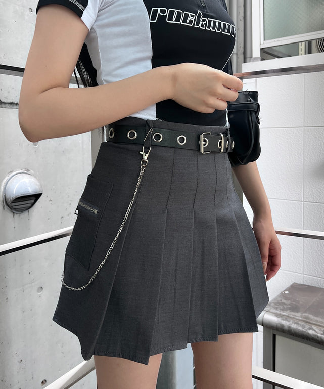 ベルト付きチェーンプリーツミニスカート – WEGO ONLINE STORE