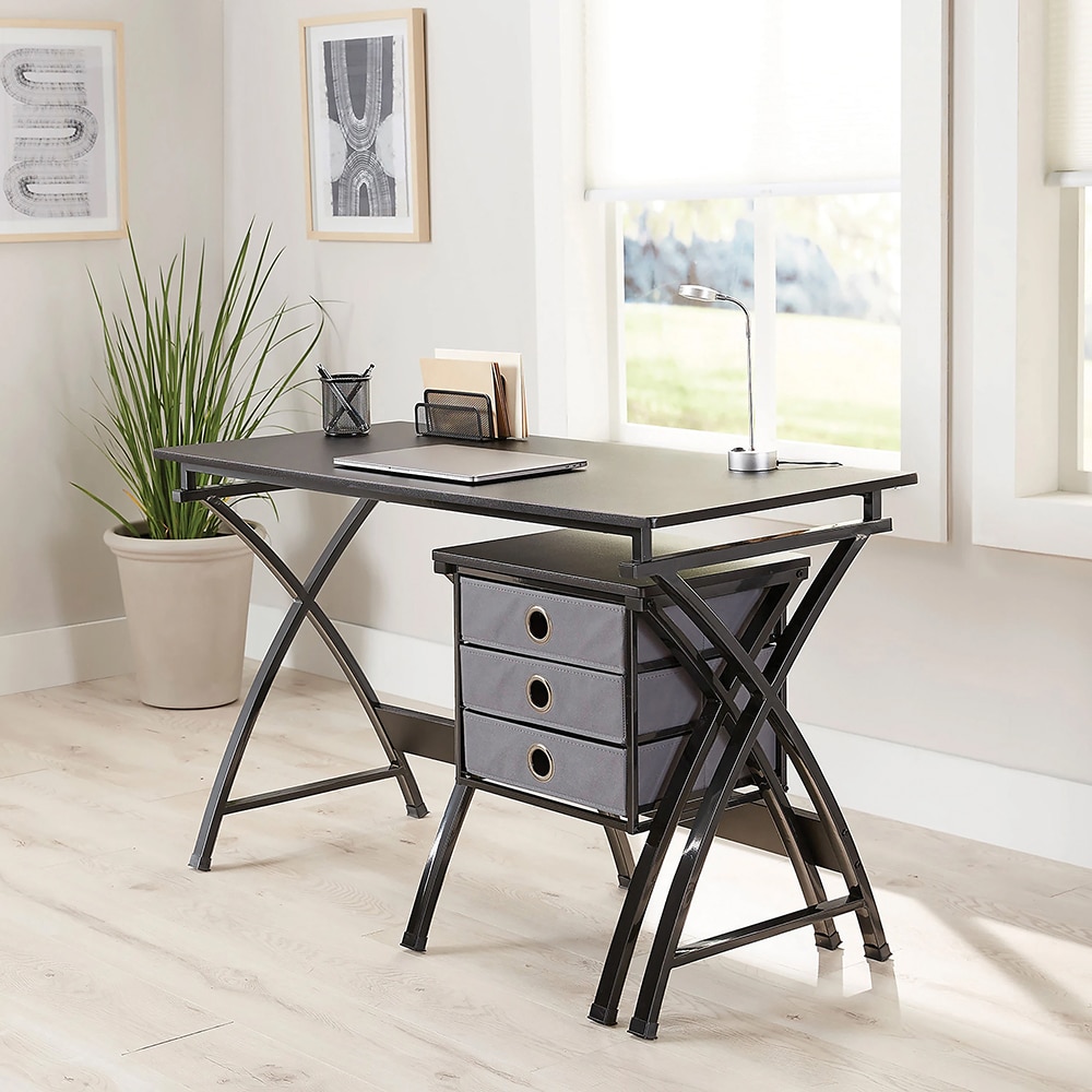 X-Cross 48in Black Desk And File Set | Whalen Furniture