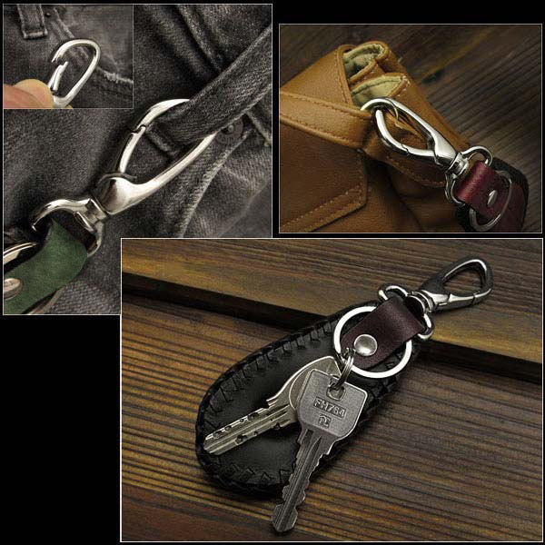キーホルダー 本革／馬革 キーリング ティアドロップ型 二重リング