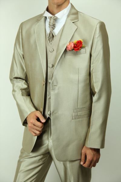 タキシード 4点セット シャンパンゴールド ノッチドラペル タキシード