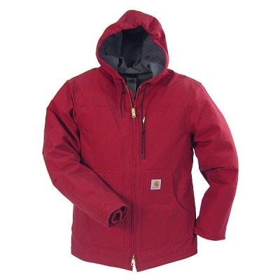 Carhartt C68DKR Dark Red Duck Hooded Fleece Lined Ridge Coat