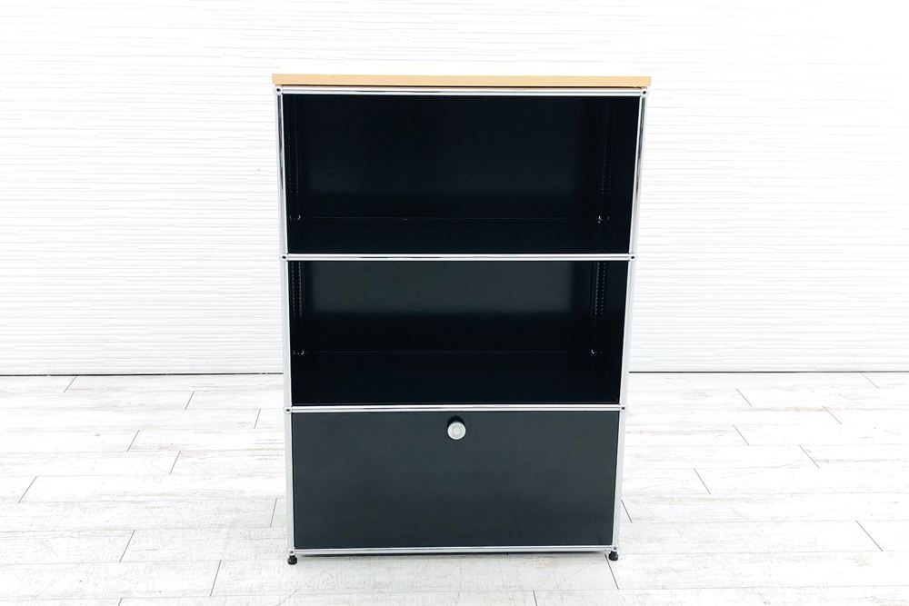 USMハラー キャビネット 3段 ブラック | 中古オフィス家具専門店の