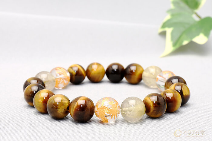 金龍水晶・ルチルクォーツ ・タイガーアイ ブレスレット ｜ 天然石通販