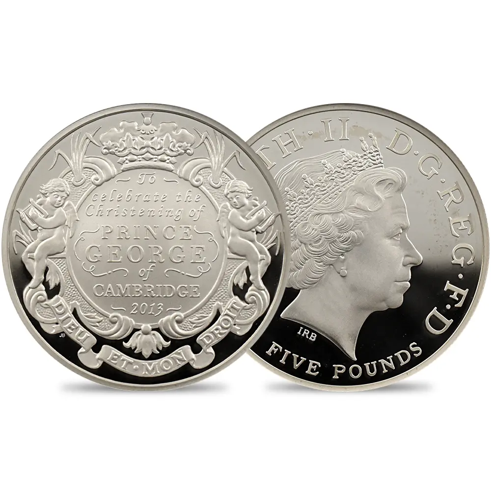 2013 エリザベス2世 ジョージ王子洗礼記念 5ポンド ピエフォー銀貨 NGC