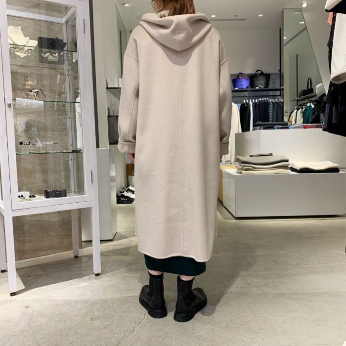 GALERIE VIE ウールダブルフェイルスオープンカラーフーデッドコート