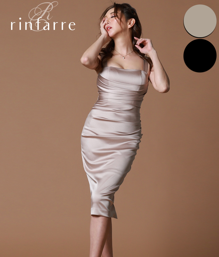 サテンノースリーブミディアムドレス/山崎みどり - カラードレス