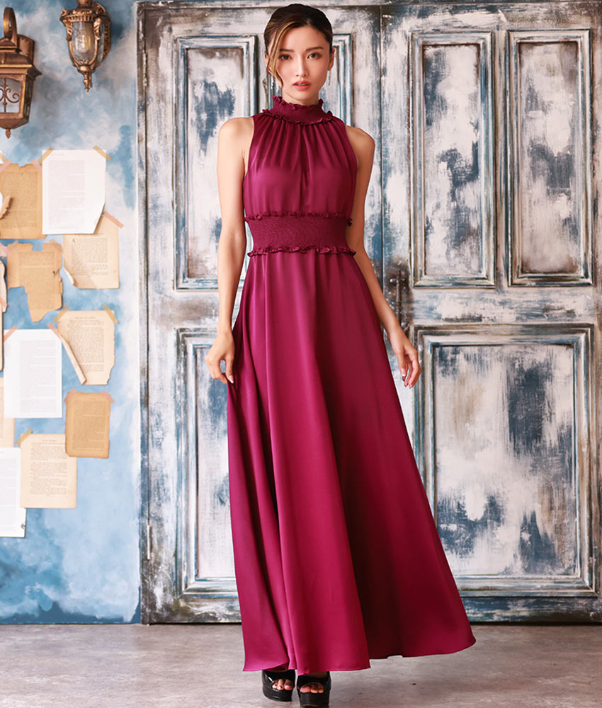 フリルマキシ丈ロングドレス/山崎みどり - カラードレス