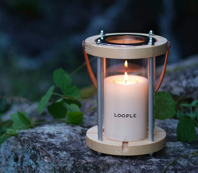 キャンドルランタン「ウッド」L（ピスタチオ） | キャンドルワールド