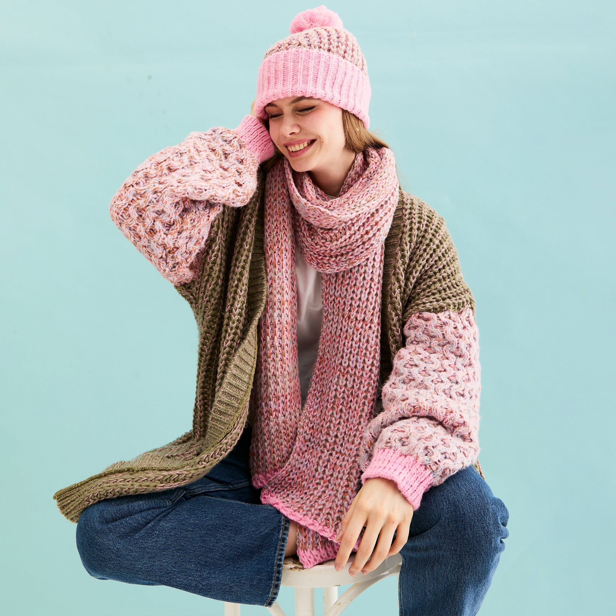 Florence Twist Oversized Knitted Scarf - Pink | Cara & The Sky
