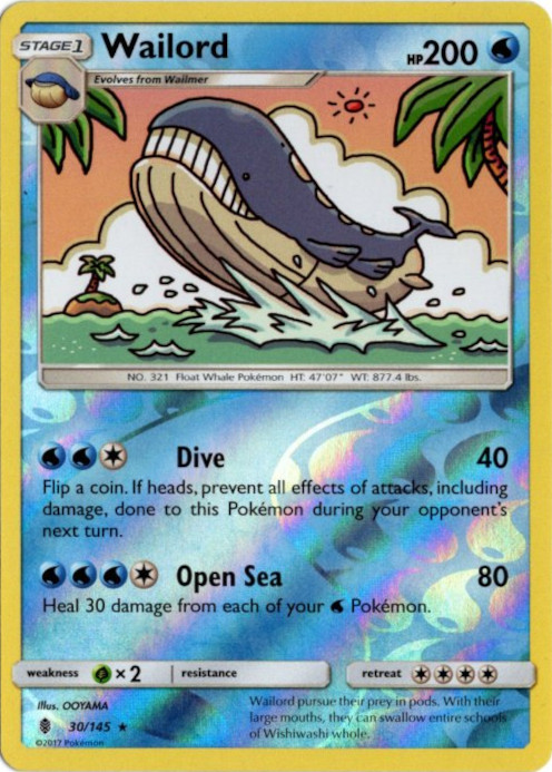 ホエルオー 海外版 英語版 リバホロ Wailord - 30/145 -【Card Chicken】