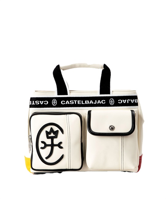 【未使用級】 カステルバジャック ヤリス ハンドバッグ ミニ レザー ホワイト 未使用級】 カステルバジャック ヤリス ハンドバッグ ミニ レザー