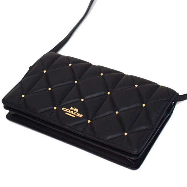 COACH】コーチ キルティングレザー スタッズ 2way クラッチ クロス