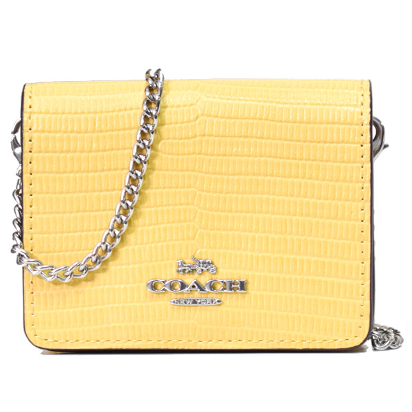 COACH】コーチ リザード レザー 型押し チェーン ロゴ ミニ ウォレット