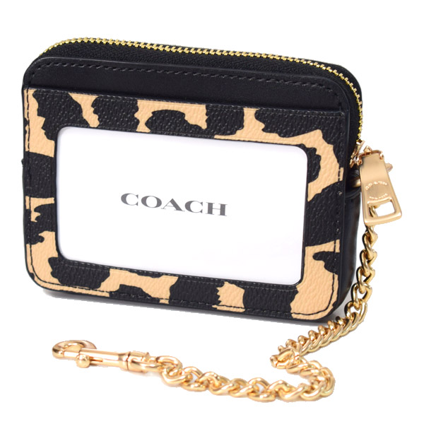 COACH】コーチ ポーチ レオパード ヒョウ柄 レザー アニマル プリント