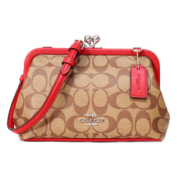 COACH】コーチ バッグ がまぐち コーティングキャンバス レザー