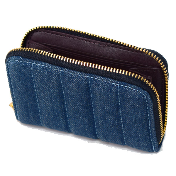 COACH】コーチ デニム スムースレザー キルティング ロゴ スクエア