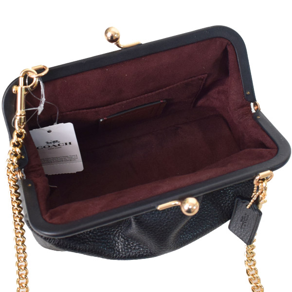 COACH】コーチ ペブルレザー スムースレザー ノラ キスロック がま口