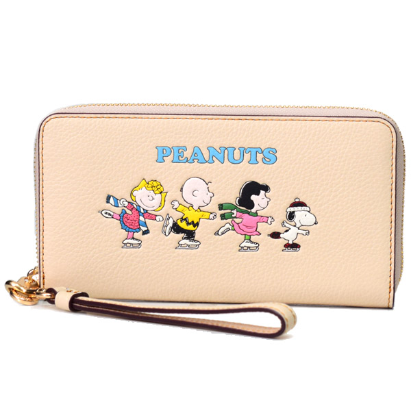 COACH】コーチ ぺブルレザー ピーナッツ コラボ スヌーピー フレンズ