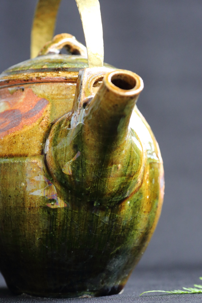 松崎健 織部陶瓶 益子焼土瓶 作家もの急須 満容量860ml 大容量の