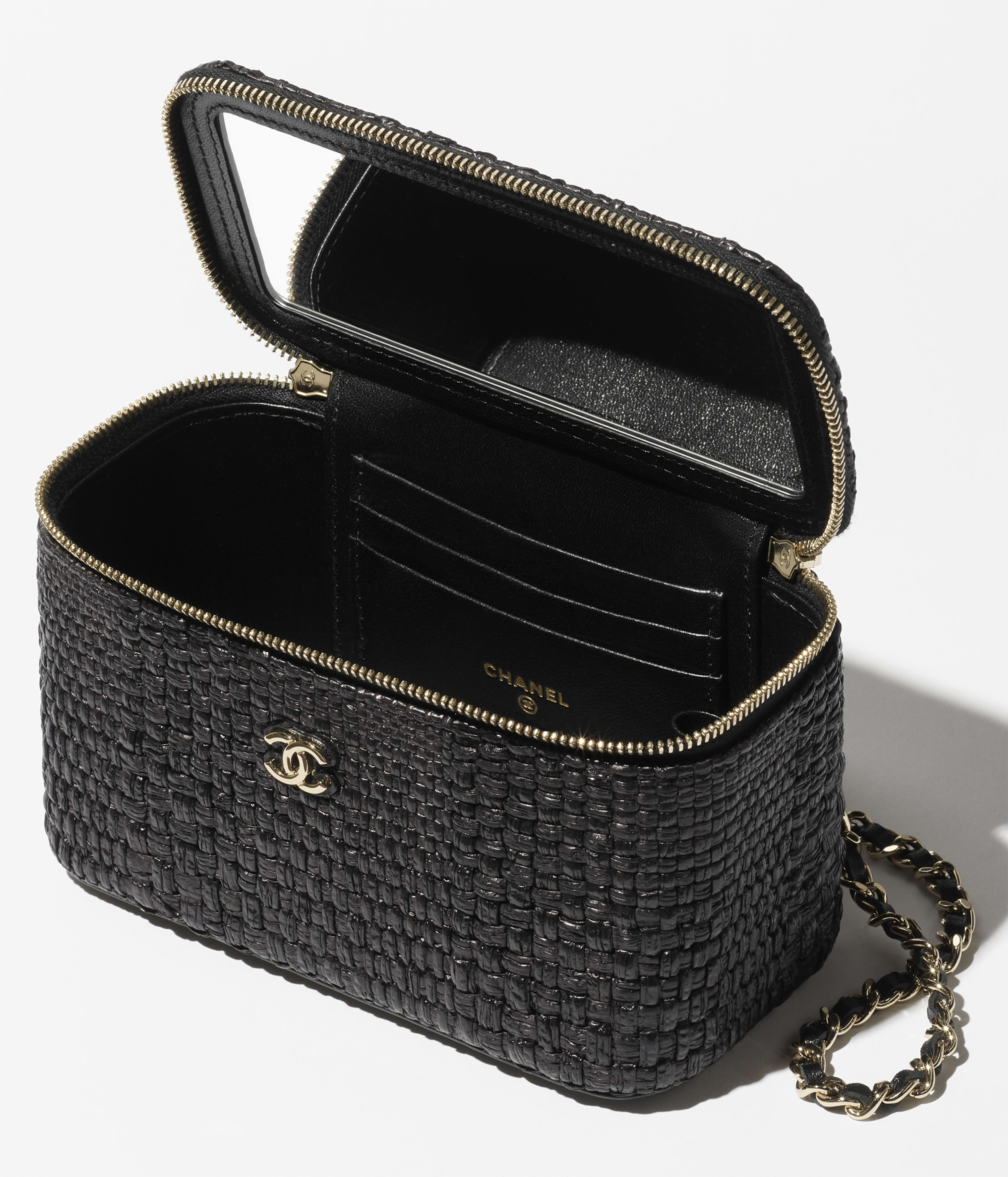 クラシック ロング ヴァニティケース - ブレード ラフィア、ブラック