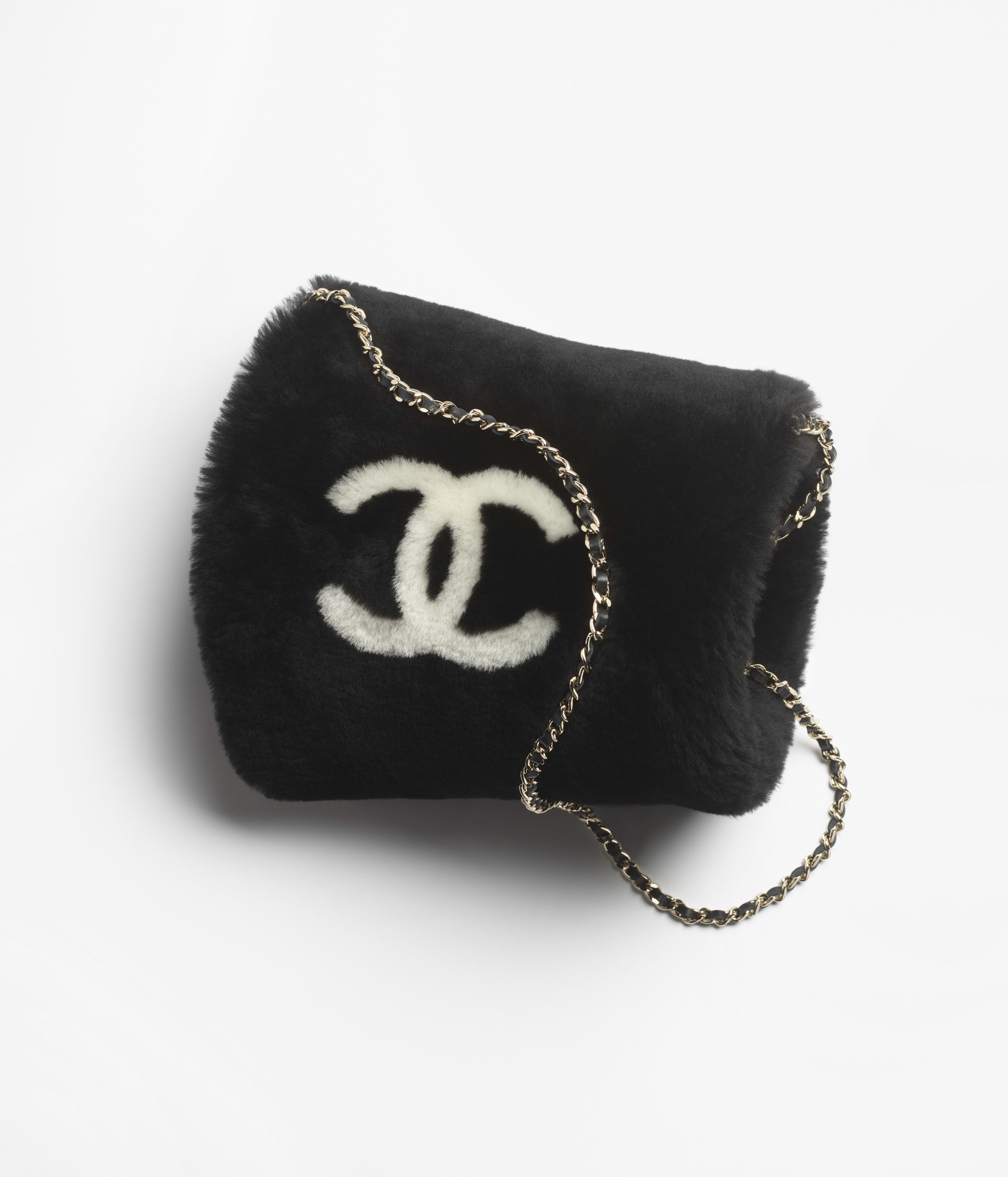 イヤーマフ - シアリング ラムスキン、ブラック & エクリュ