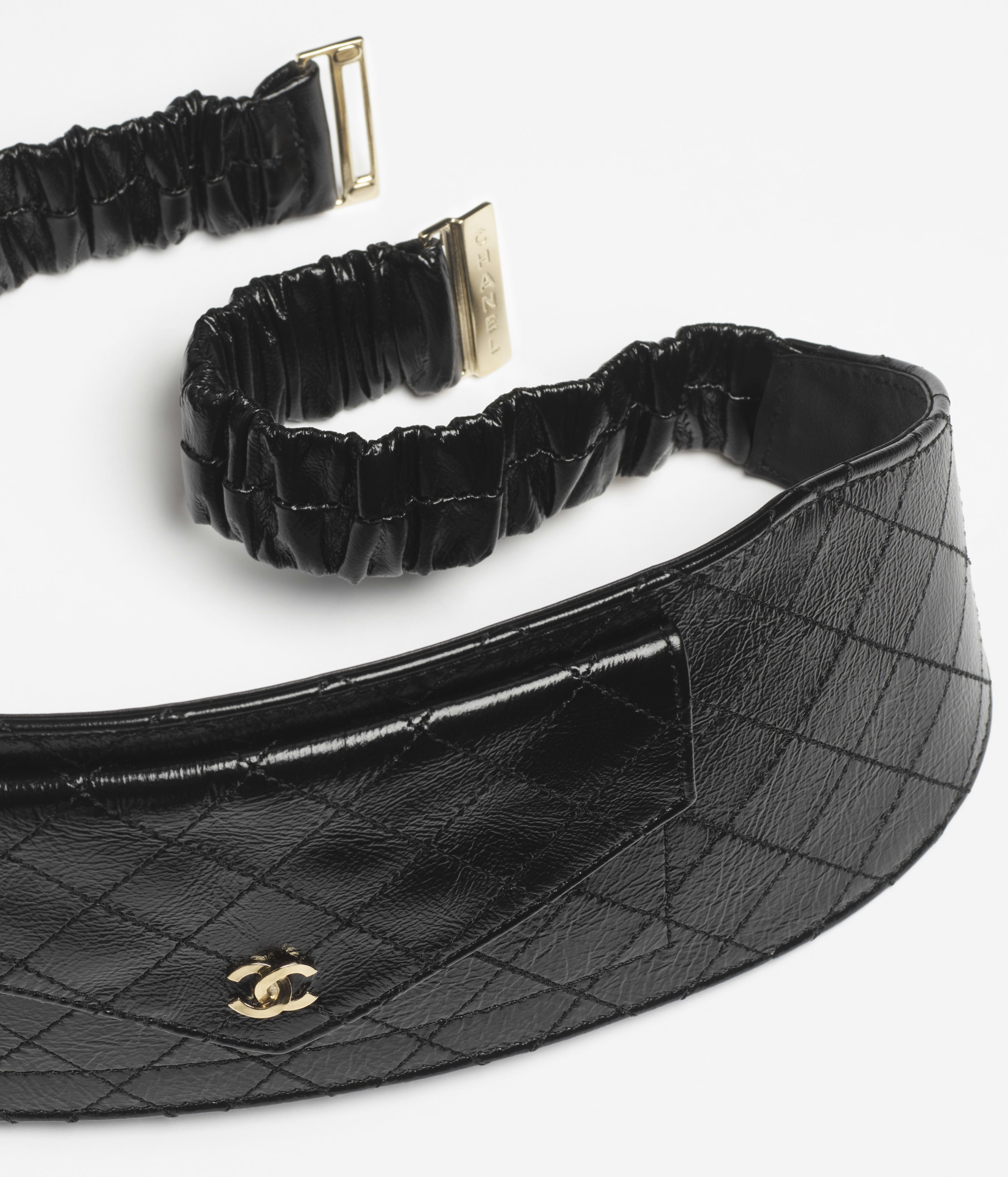 レザー ベルト - ラムスキン & メタル、ブラック & ゴールド