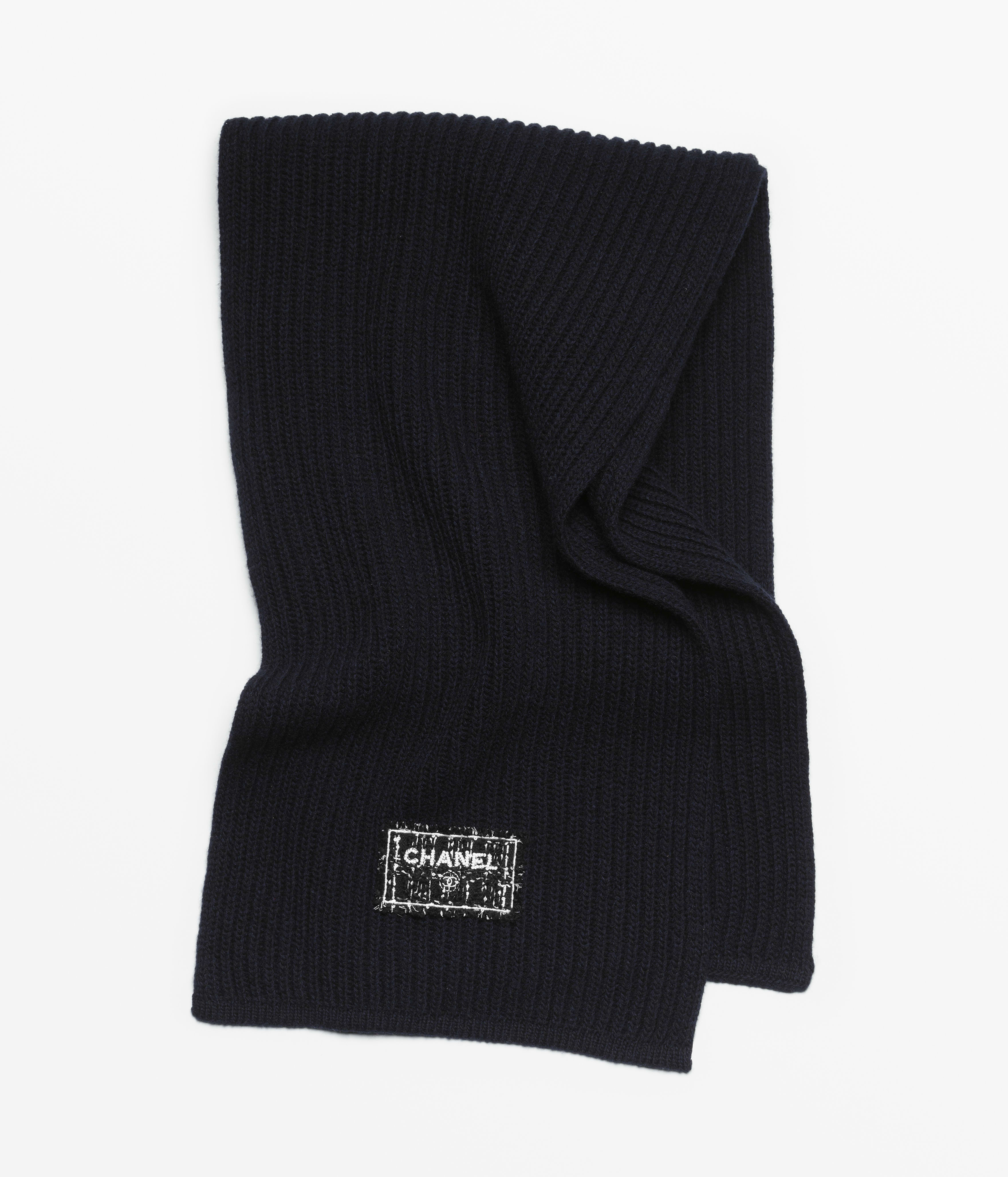 ニットキャップ - カシミヤ、ネイビーブルー、ブラック & ホワイト