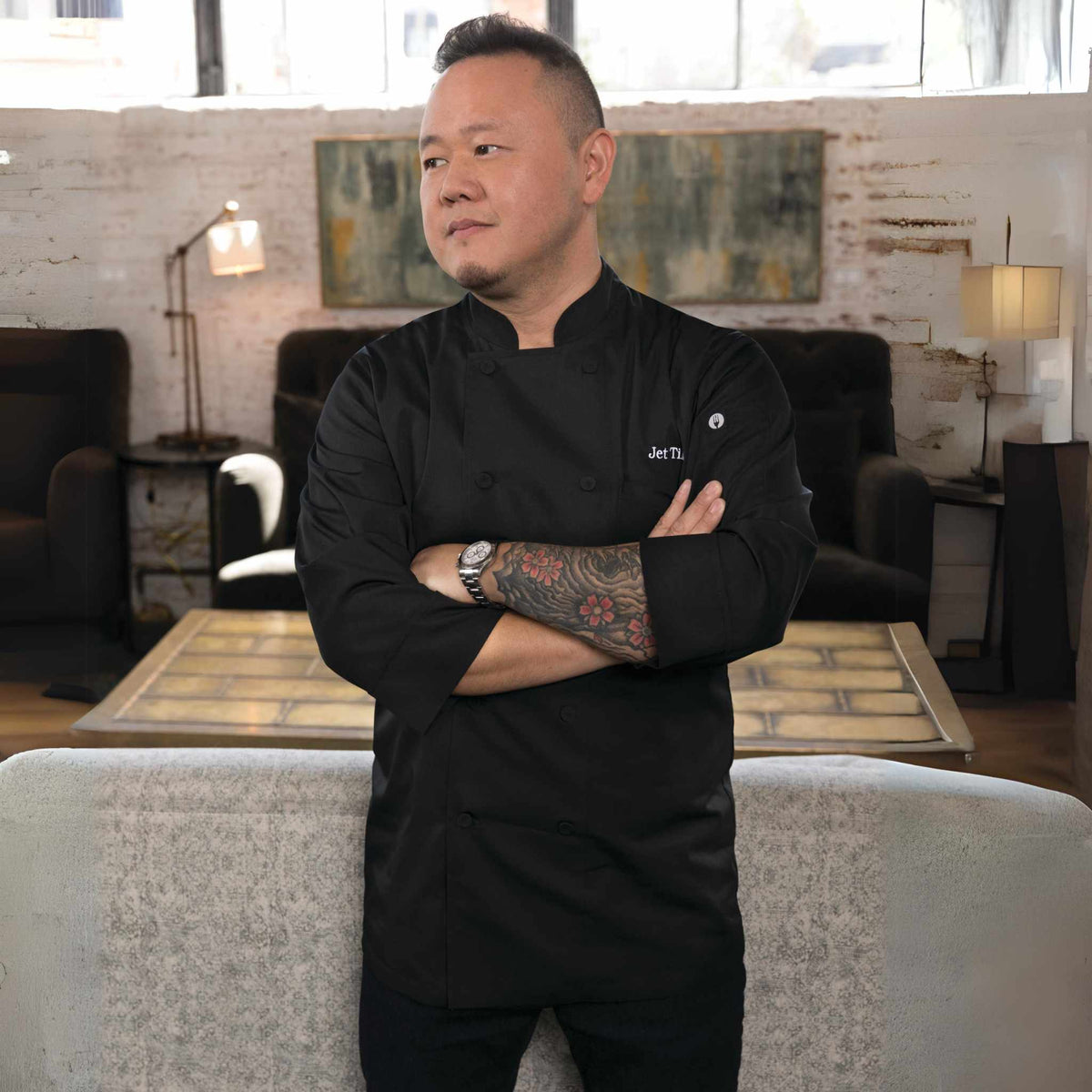 ブラック・軽量七分袖コックコート｜飲食店ユニフォーム｜Chef Works