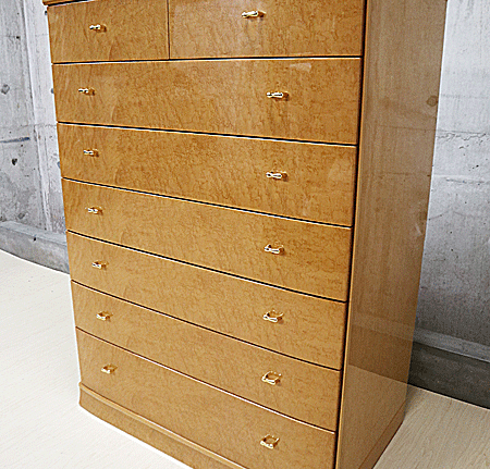 府中家具】松岡家具 シャンドール 最高級 バーズアイ メープル 7段