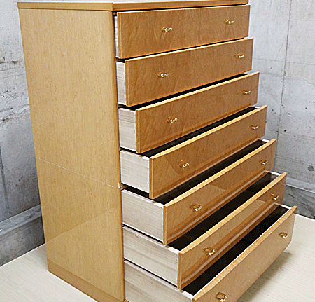 府中家具】松岡家具 シャンドール 最高級 バーズアイ メープル 7段