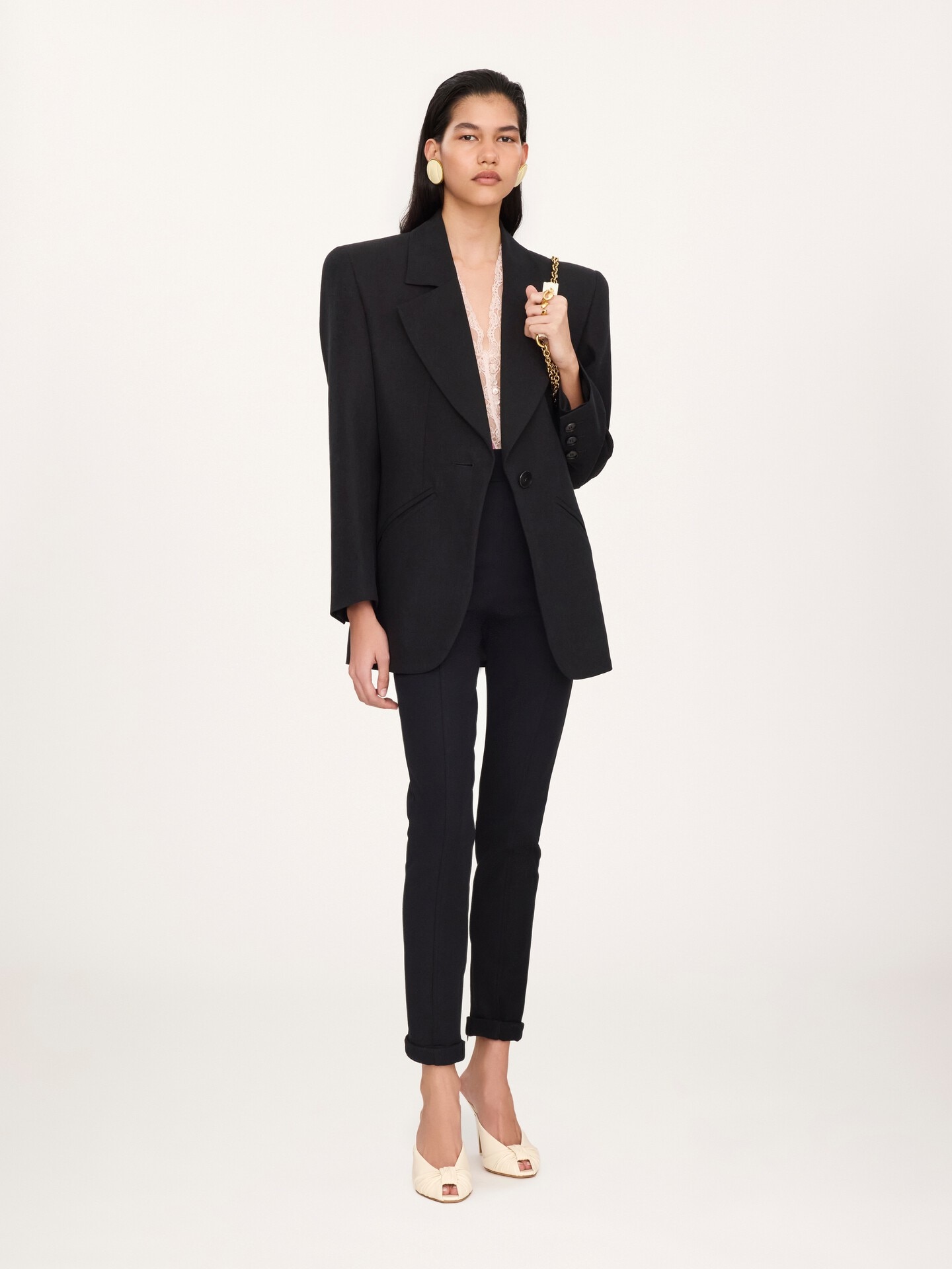 リネンクレープ製オーバーサイズ テーラードジャケット 黒 - Chloé