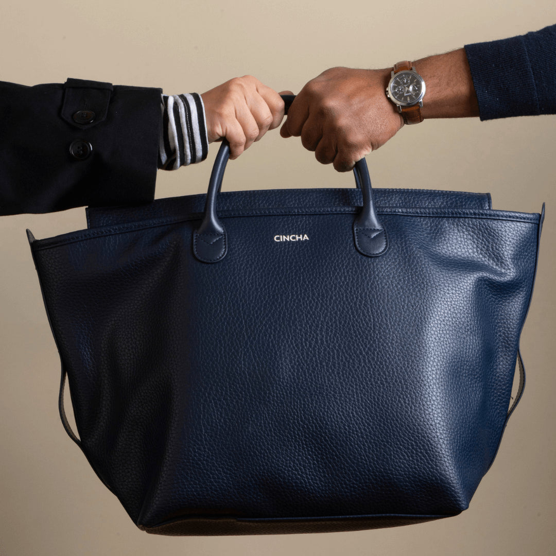 The Vegan Leather Go-Tote - Navy – Cincha Travel