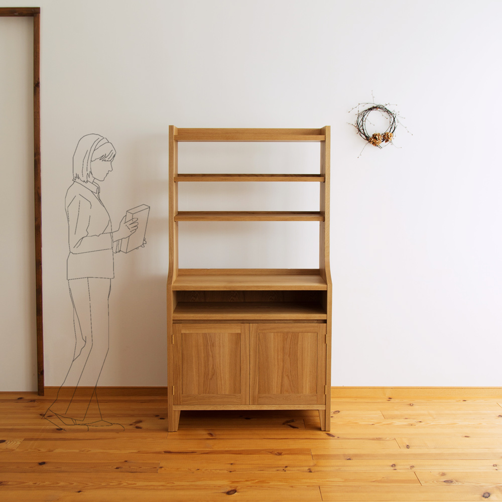 ナラ材のオーダー本棚（ブックシェルフ）・C-328 家具工房クラポ