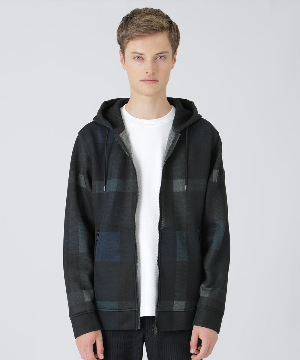 BLACK lab.】シアーダンボールクレストブリッジチェックパーカー