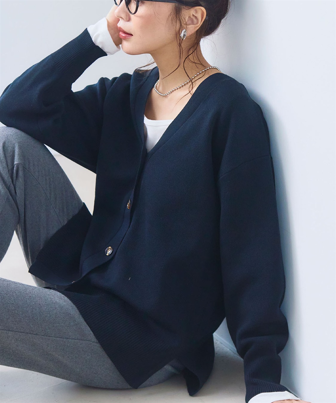 洗える》ダブルジャガードマシュマロニットカーディガン○セットアップ