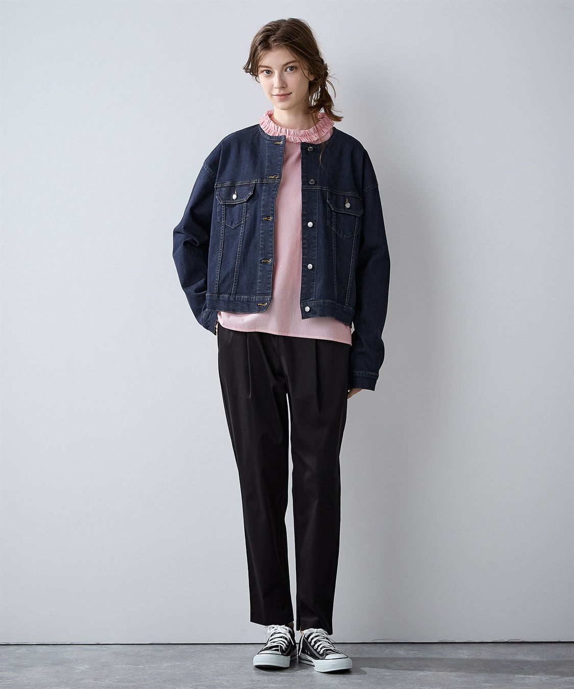 ノーカラーデニムジャケット LE SOUK HOLIDAY｜クロスプラス公式通販サイト