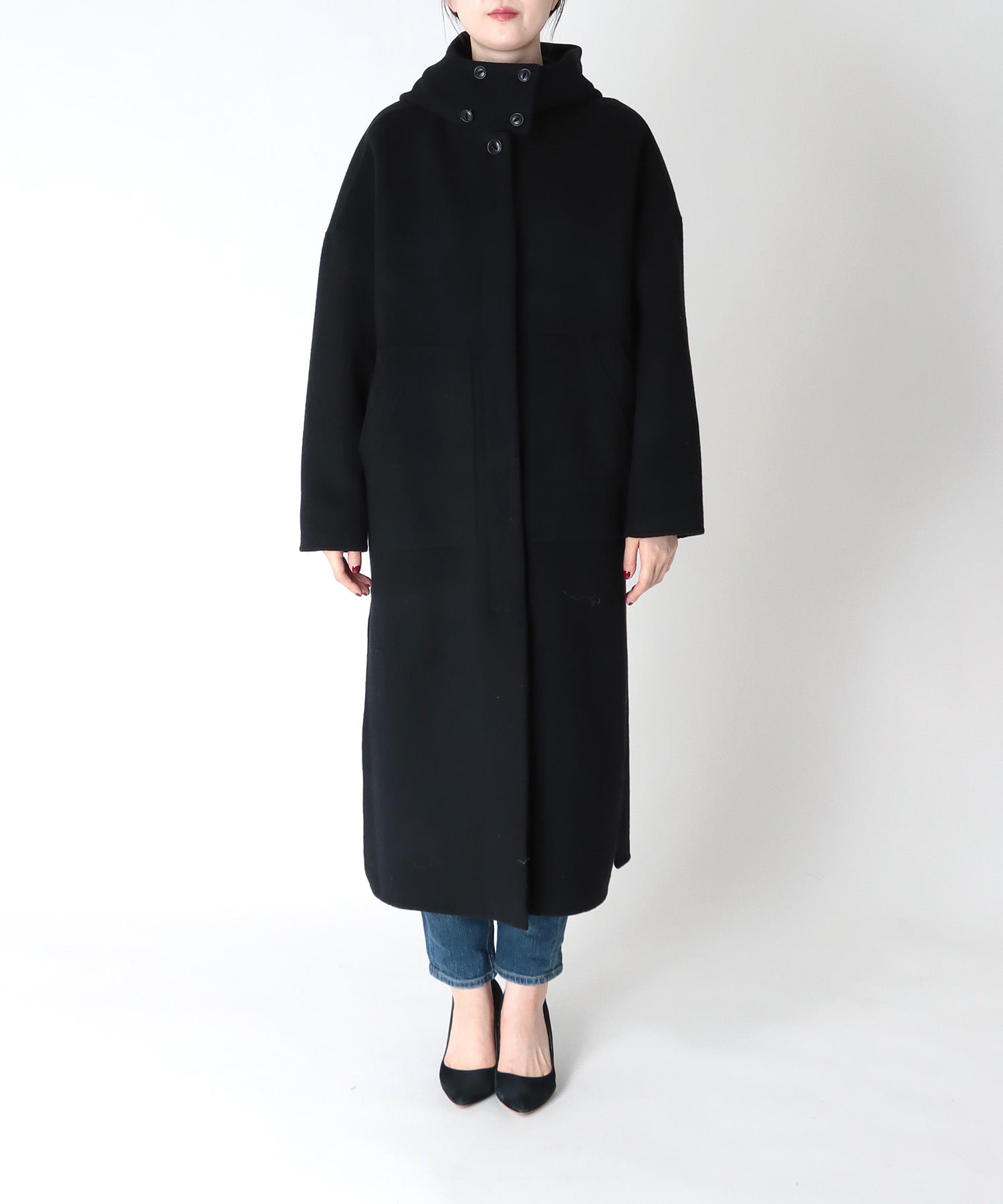 フーディリバーロングコート シャルム加工スーパー110s | AND ON JIONE