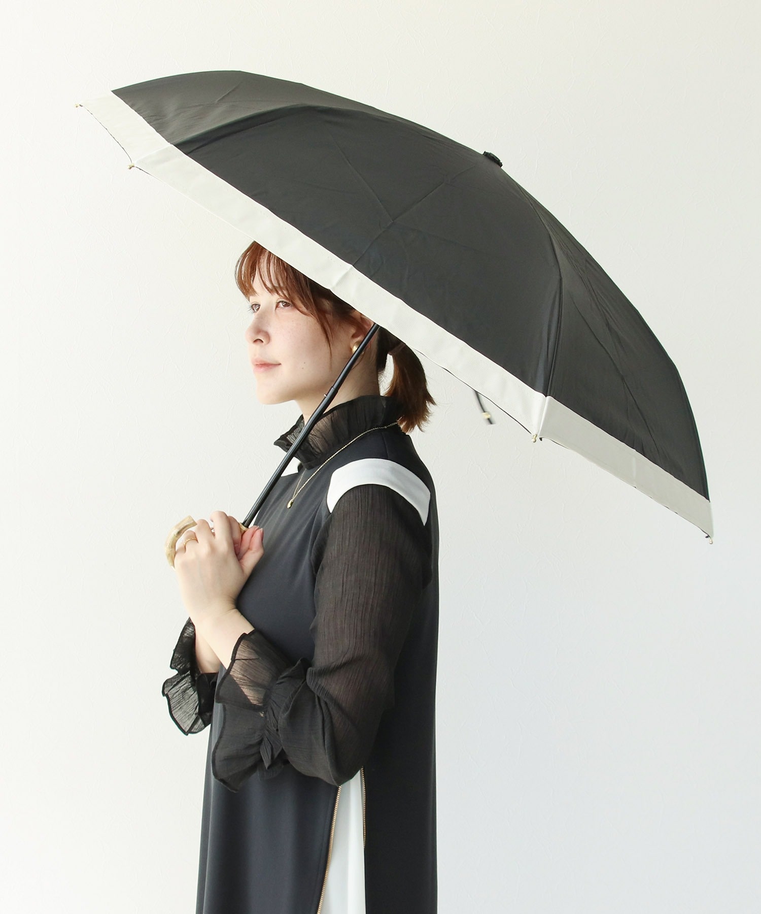 pink trick / ピンクトリック】グログラン完全遮光3段折傘(晴雨兼用