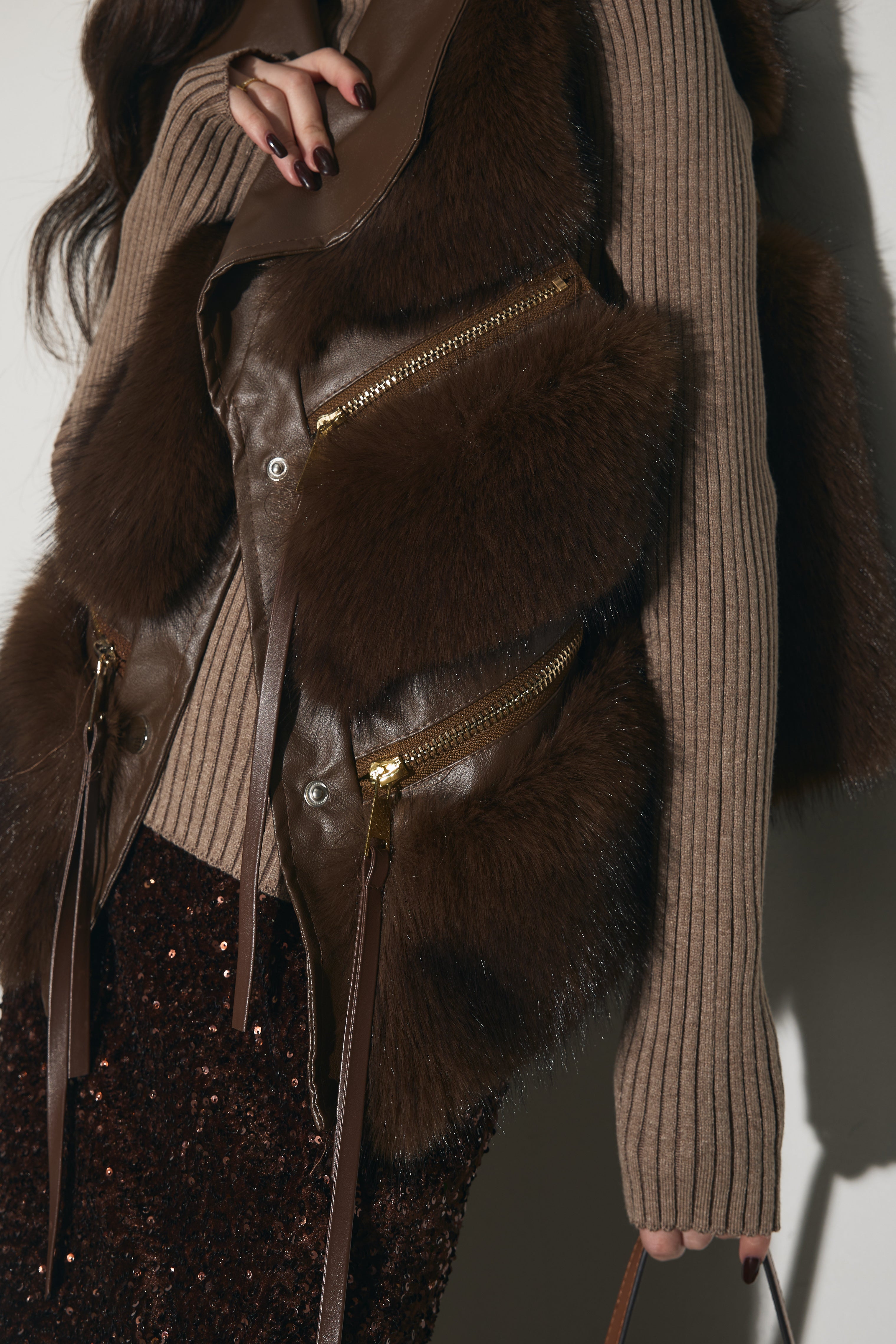 フェイクファーライダースベスト – ANDREA&Co.