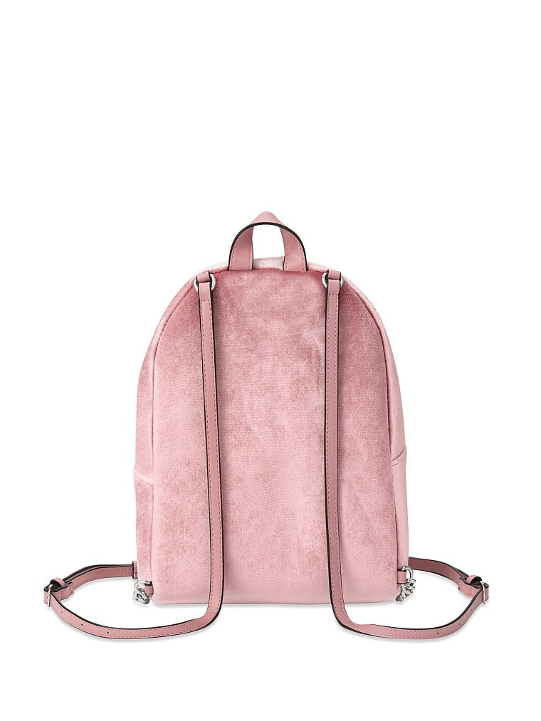 Victoria's Secret luxusní růžový sametový batůžek Velvet Stud