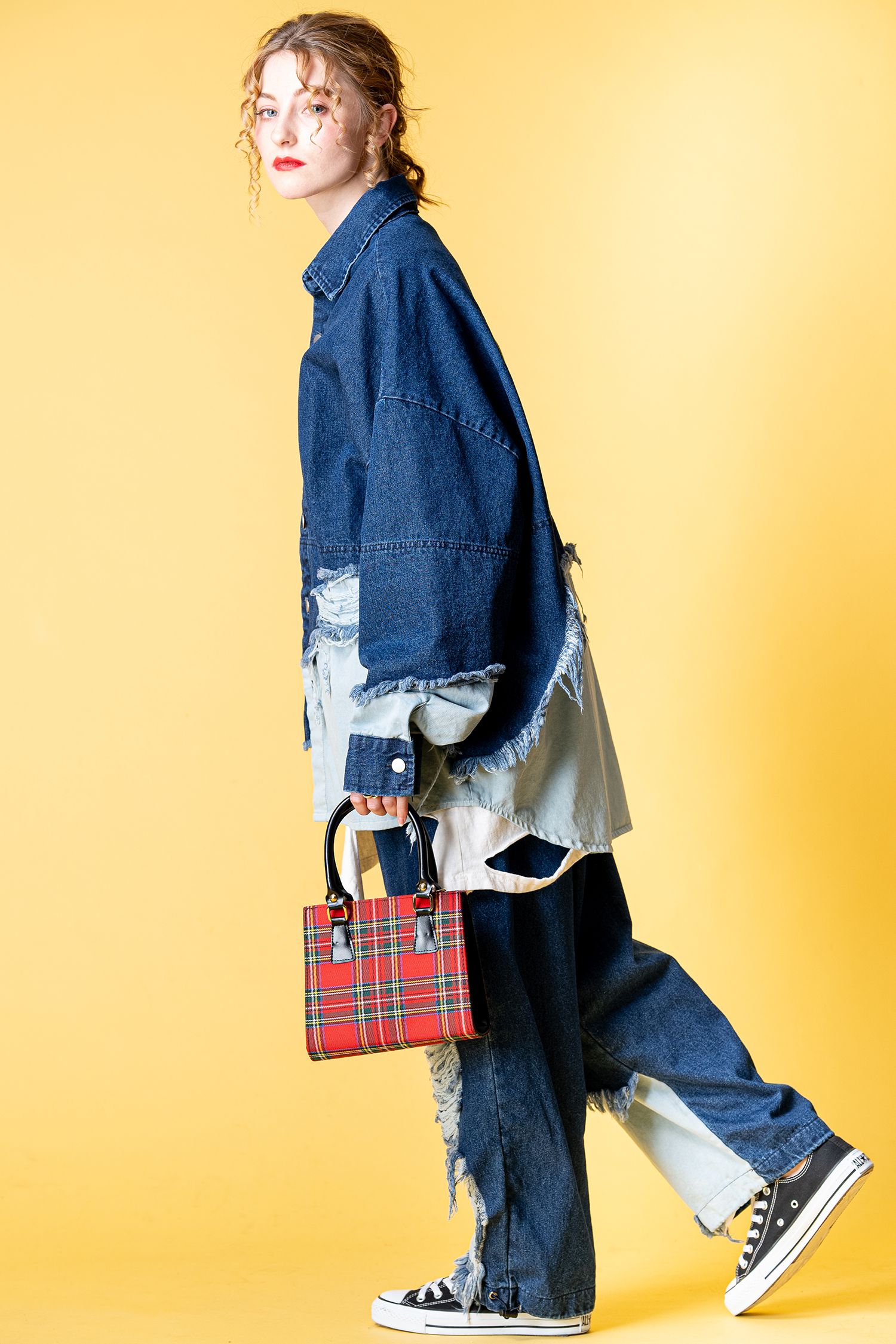 an meets zakka タータンチェック柄2WAYショルダーミニハンドバッグ