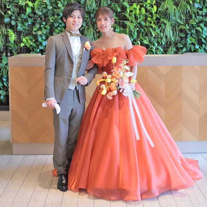 ブラウン＆オレンジ系カラードレス10選♡ブーケやフリルでアレンジ