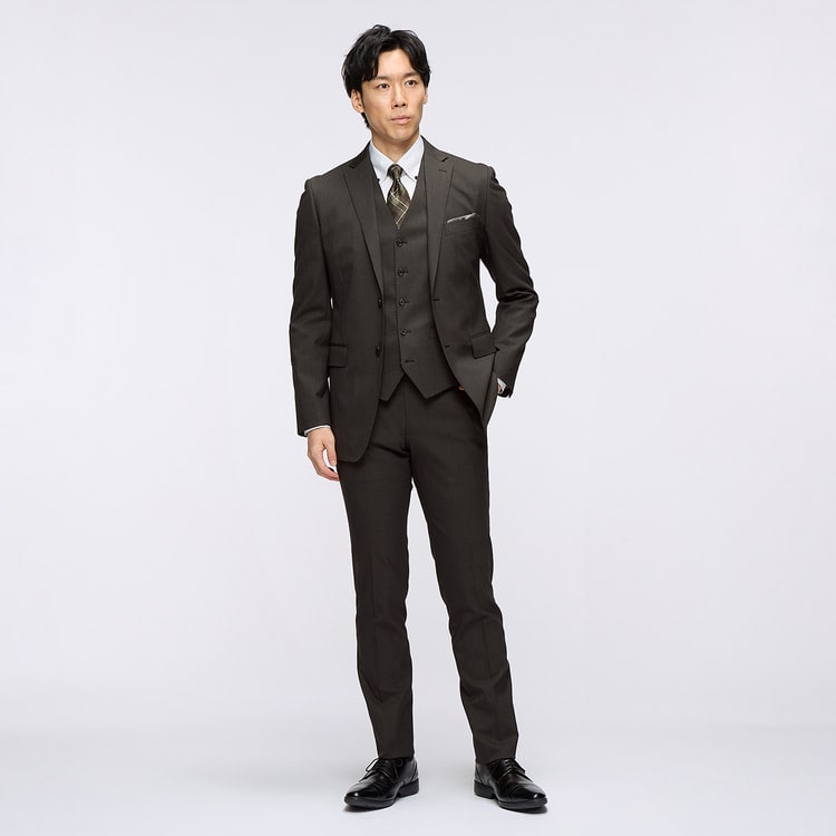 洗えるコンフォートスーツ スリーピース 茶無地調 LES MUES