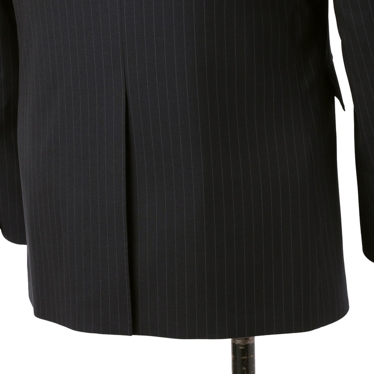 洗えるウールブレンド 2パンツスーツ 紺ストライプ LES MUES